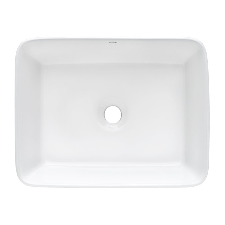 Ruvati 19'' White Ceramic Rectangular Above-Counter Vessel Sink