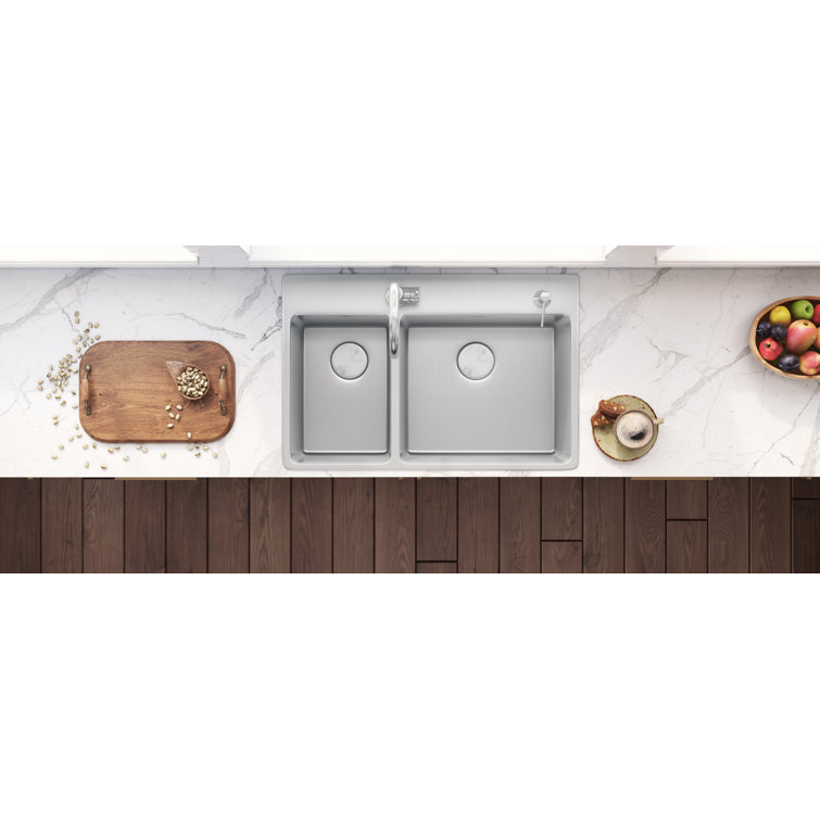 Ruvati 37" Stainless Steel Drop-In Double Bowl Kitchen Sink