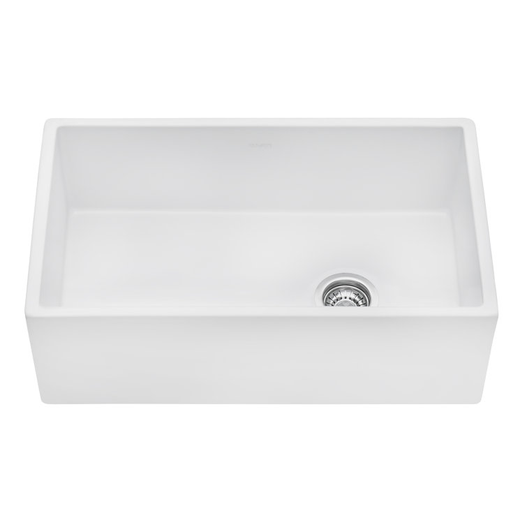 Ruvati 30-Inch White Fireclay Farmhouse Kitchen Sink
