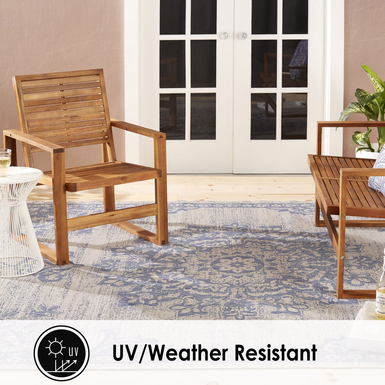 Elysian Grey/Blue Medallion Synthetic Indoor/Outdoor Area Rug