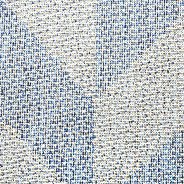 Blue and Grey Herringbone Indoor/Outdoor Rectangular Rug 6' x 9'