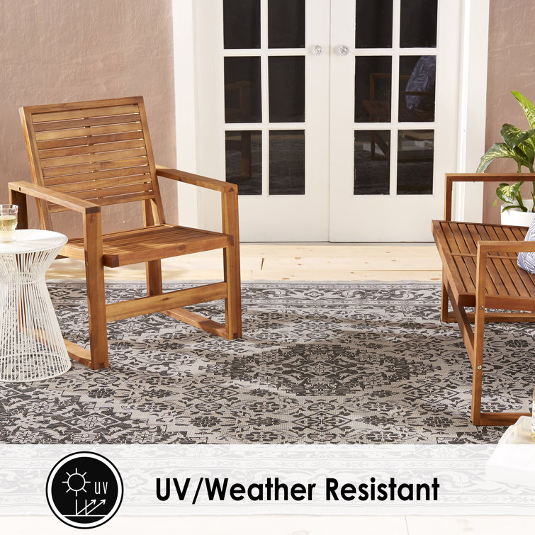 Dahlia Gray and Black Medallion Outdoor Area Rug