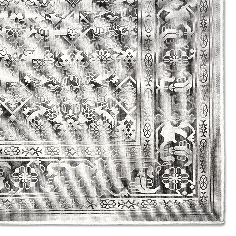 Dahlia Gray and Black Medallion Outdoor Area Rug