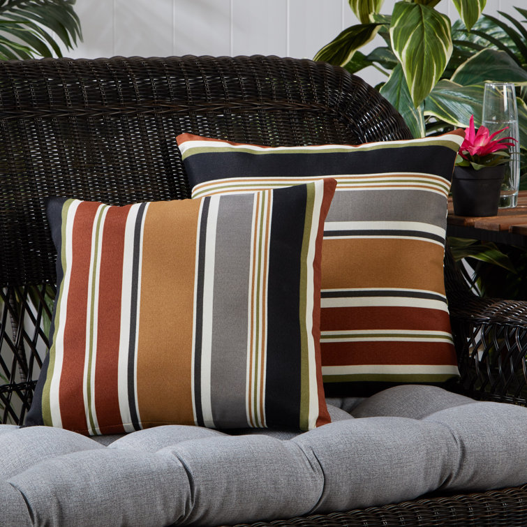 Brick Stripe 17" Square Outdoor Throw Pillow Set