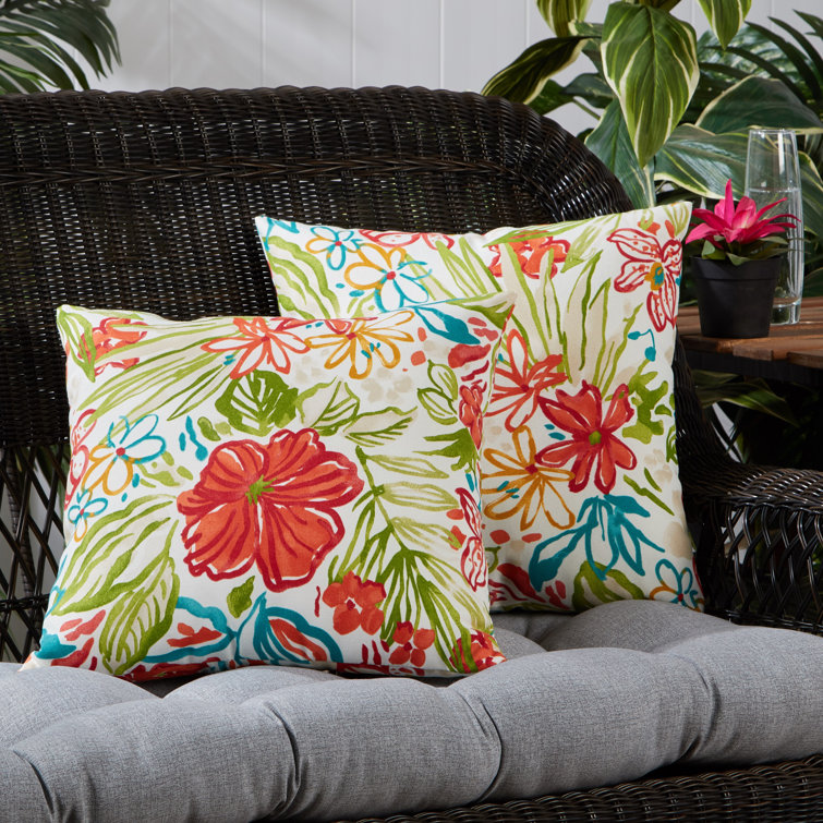 Breeze Floral 17" Square Outdoor Throw Pillows Set