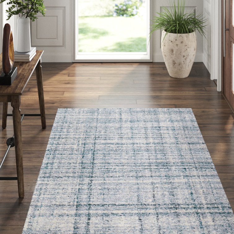 Harris Blue and Ivory Handmade Wool Rug, 2' x 3'
