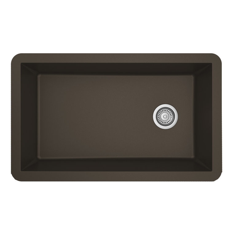 Brown Quartz Composite Single Bowl Undermount Kitchen Sink