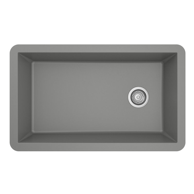 Gray Quartz Composite 32'' Single Bowl Undermount Kitchen Sink