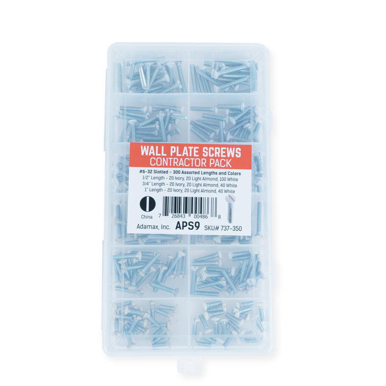 Adamax 6/32-Inch Slotted Wall Plate Screws Assorted Kit