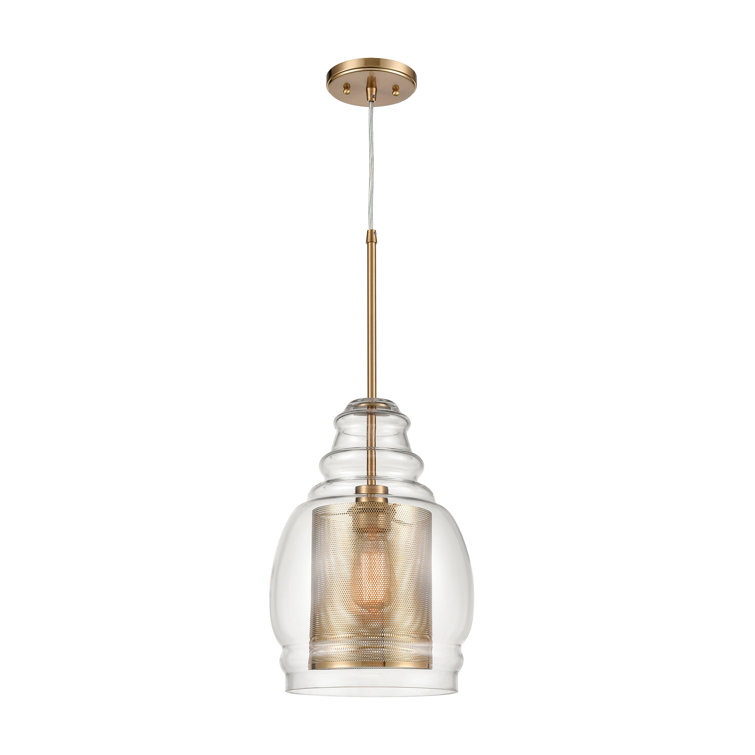 Antique Gold LED Pendant Light with Clear Glass Shade