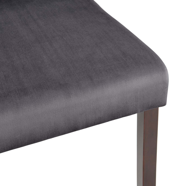 Gray Velvet Upholstered Parsons Side Chair Set with Wood Legs