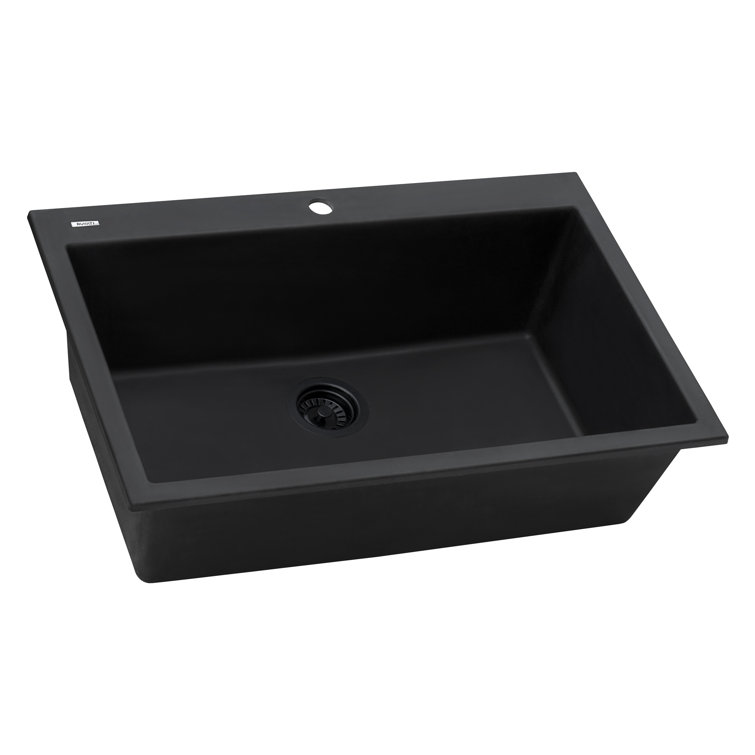 Midnight Black Granite Composite Single Bowl Kitchen Sink