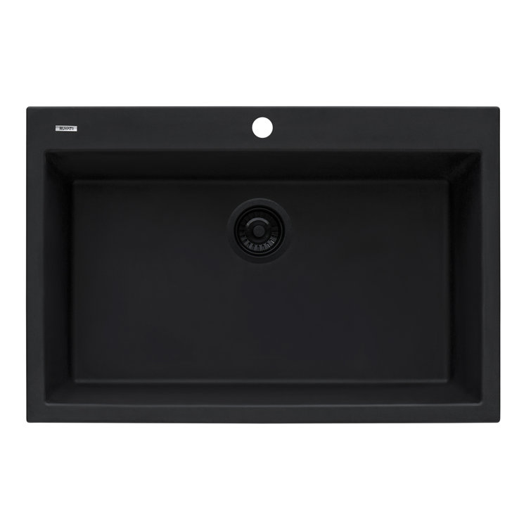 Midnight Black Granite Composite Drop-In Kitchen Sink
