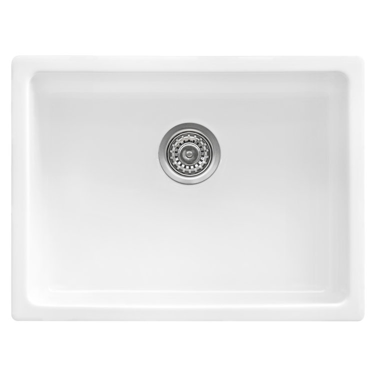 Ruvati 24-Inch White Fireclay Drop-In Single Bowl Kitchen Sink