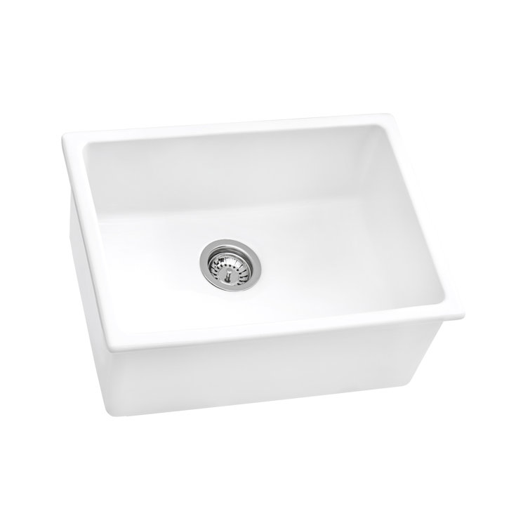 Ruvati 24-Inch White Fireclay Drop-In Single Bowl Kitchen Sink