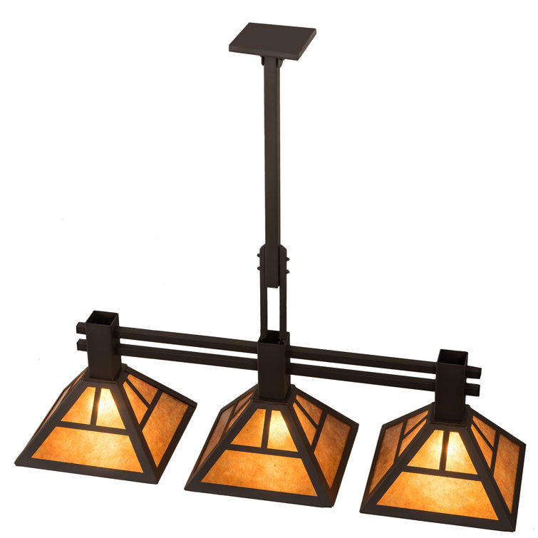 Amber Mica 3-Light Island Pendant in Oil Rubbed Bronze