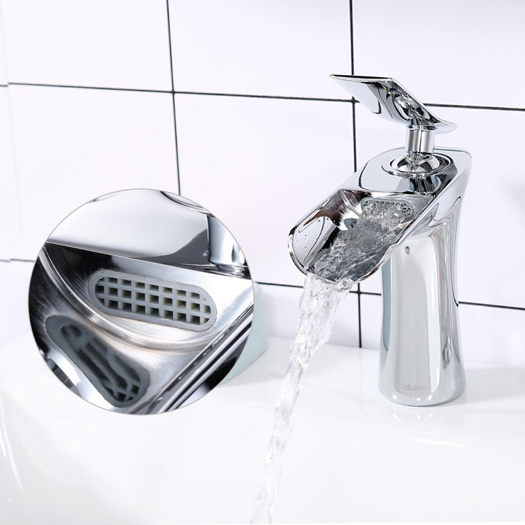Chrome Waterfall Single-Handle Bathroom Faucet