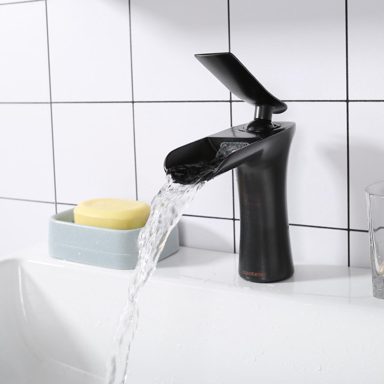 Oil Rubbed Bronze Waterfall Bathroom Faucet with Single Handle