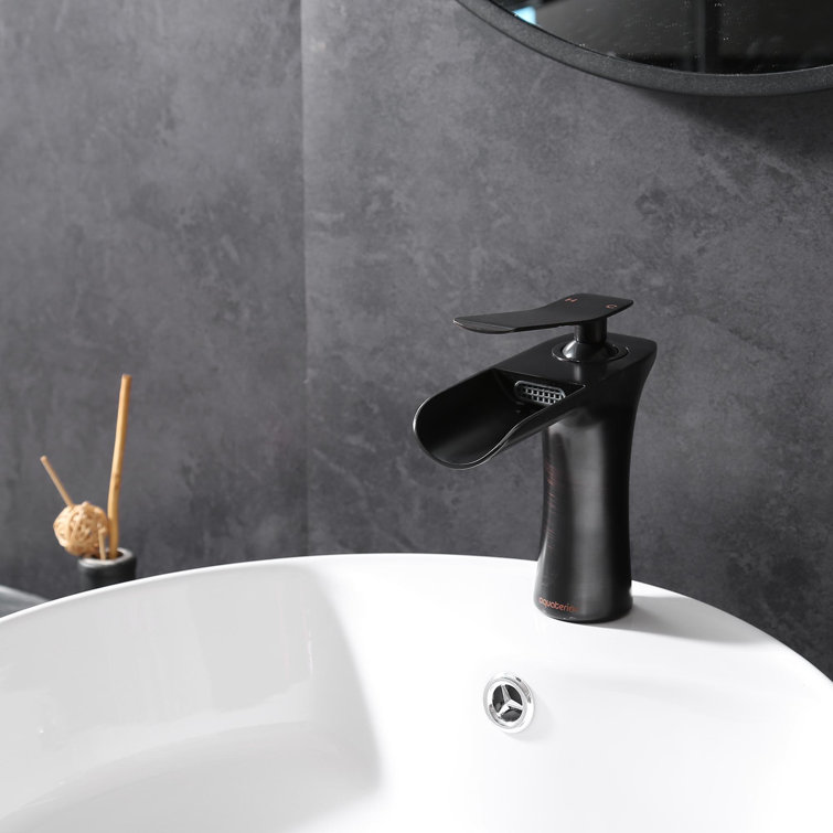 Oil Rubbed Bronze Waterfall Bathroom Faucet with Single Handle