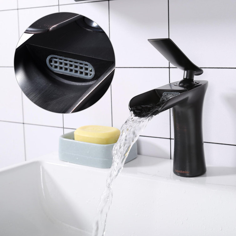 Oil Rubbed Bronze Waterfall Bathroom Faucet with Single Handle