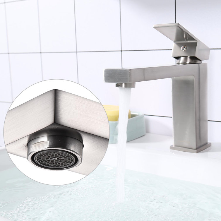 Brushed Nickel Single-Handle Square Bathroom Faucet