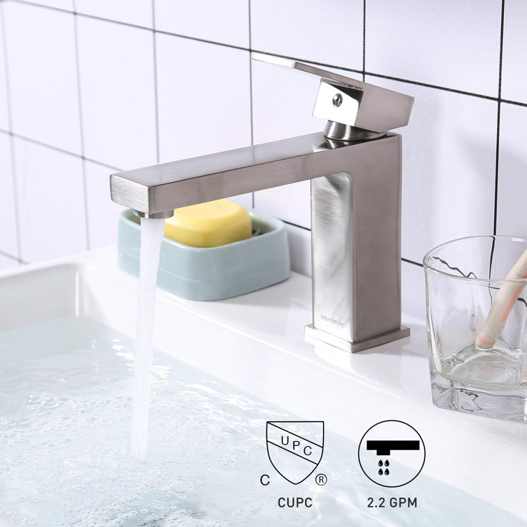 Brushed Nickel Single-Handle Square Bathroom Faucet