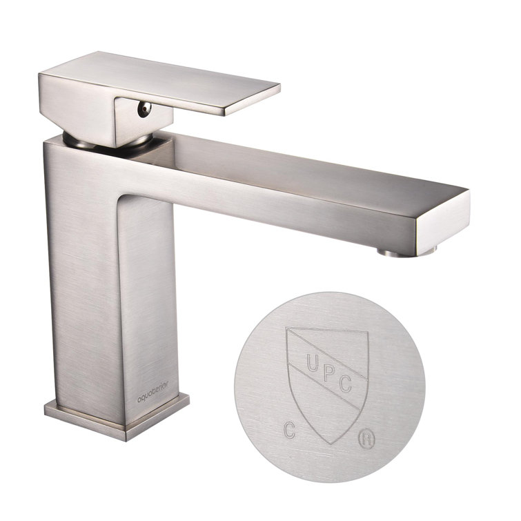 Brushed Nickel Single-Handle Square Bathroom Faucet