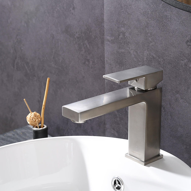Brushed Nickel Single-Handle Square Bathroom Faucet