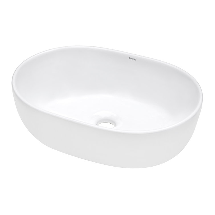Vista 32" White Ceramic Oval Above-Counter Bathroom Vessel Sink