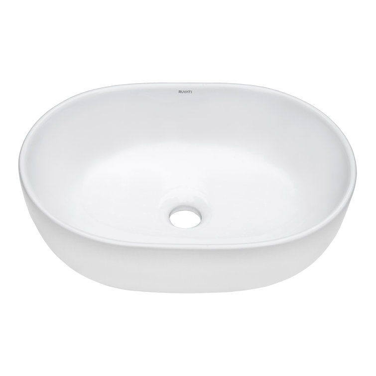 Vista 32" White Ceramic Oval Above-Counter Bathroom Vessel Sink