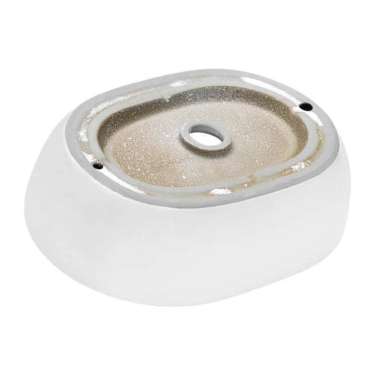 Vista 32" White Ceramic Oval Above-Counter Bathroom Vessel Sink