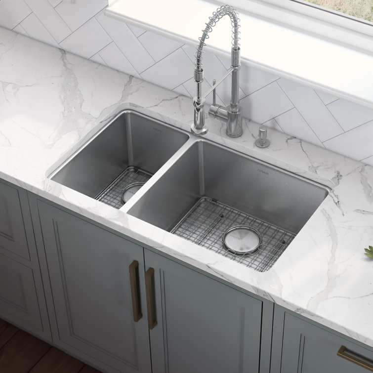 Ruvati 35-inch Drop-in Double Bowl Stainless Steel Kitchen Sink