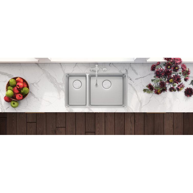 Ruvati 35-inch Drop-in Double Bowl Stainless Steel Kitchen Sink