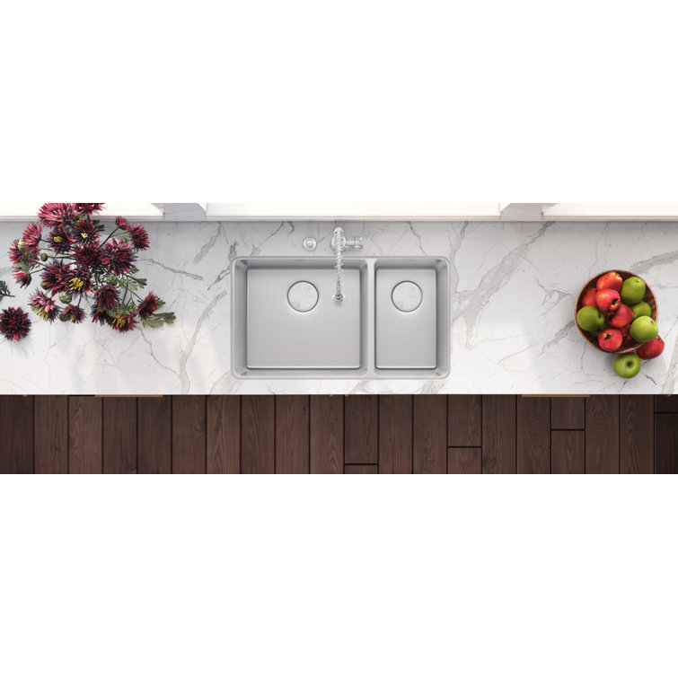35-Inch Stainless Steel Double Bowl Drop-In Kitchen Sink