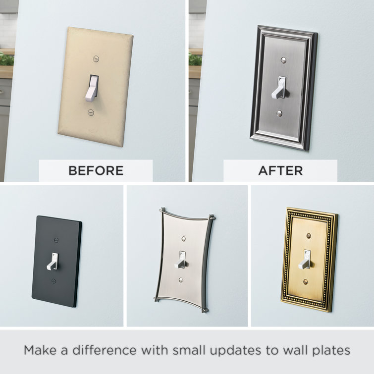 Brushed Nickel Beaded 1-Gang Duplex Outlet Wall Plate