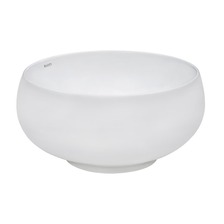 Ruvati 12" Round White Ceramic Above-Counter Vessel Sink