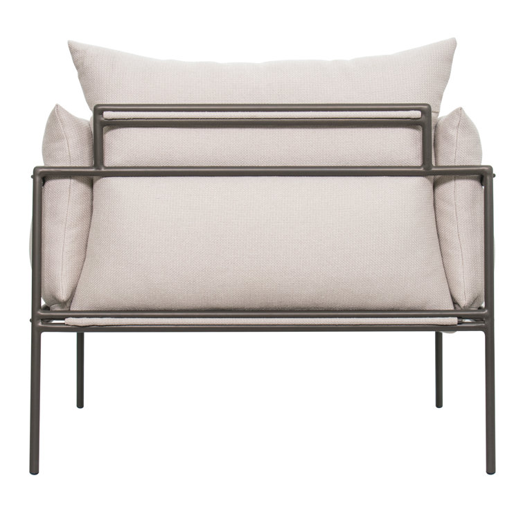 Nut Brown Aluminum Lounge Chair with Wheat Cushions