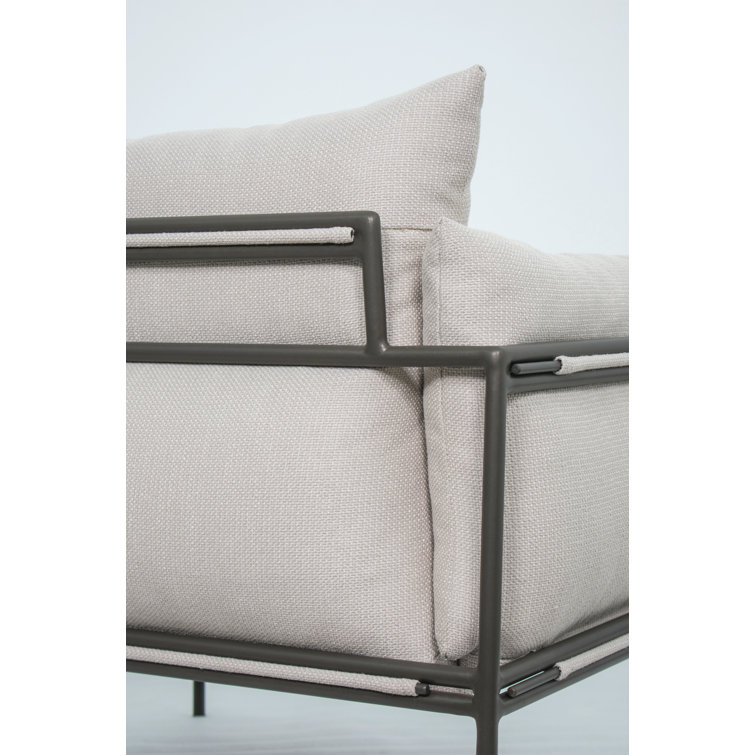 Nut Brown Aluminum Lounge Chair with Wheat Cushions