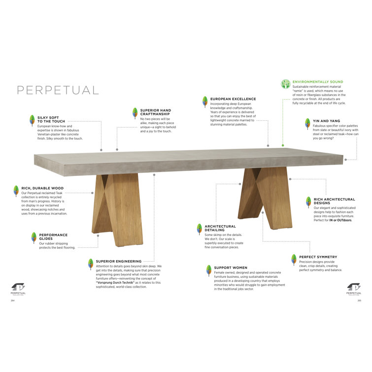 Perpetual Ebony White 87" Lightweight Concrete Dining Table