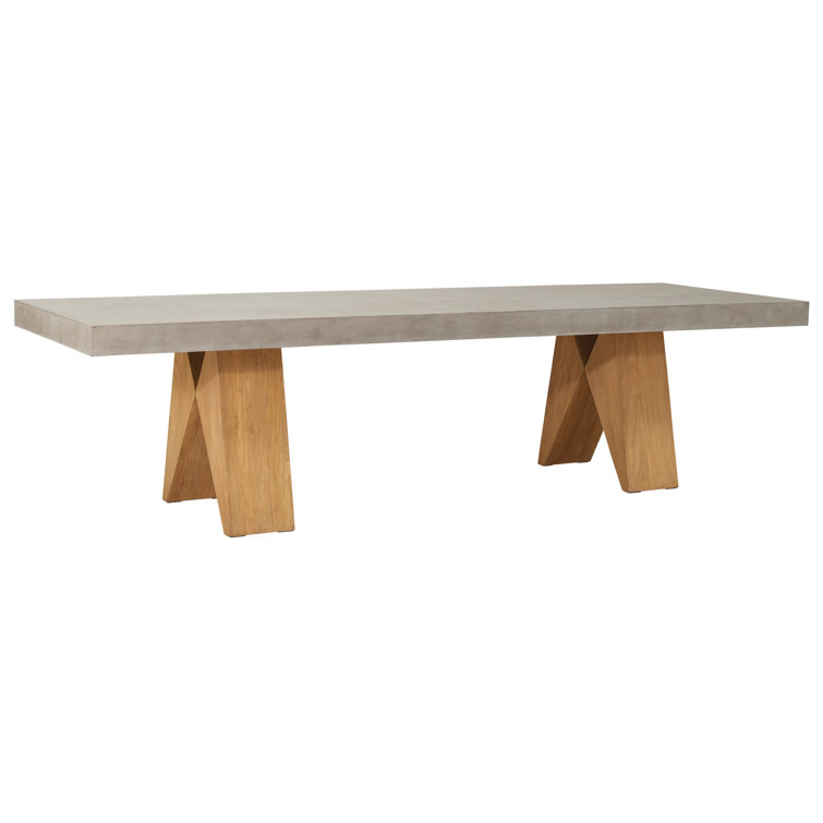Perpetual Slate Gray 87" Handmade Wood & Concrete Dining Table