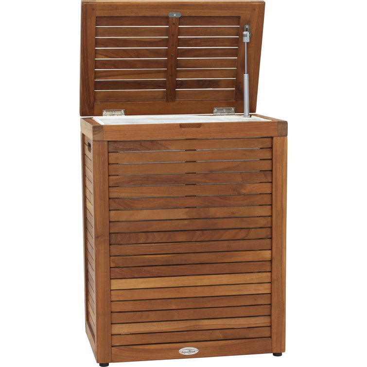 Teak Wood Large Rectangular Storage Hamper with Lid