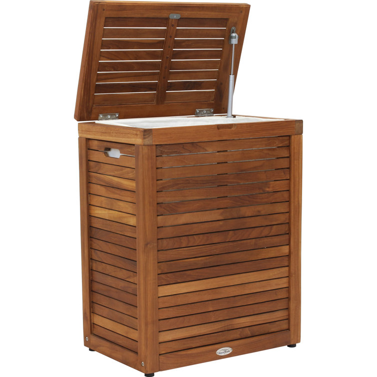 Teak Wood Large Rectangular Storage Hamper with Lid