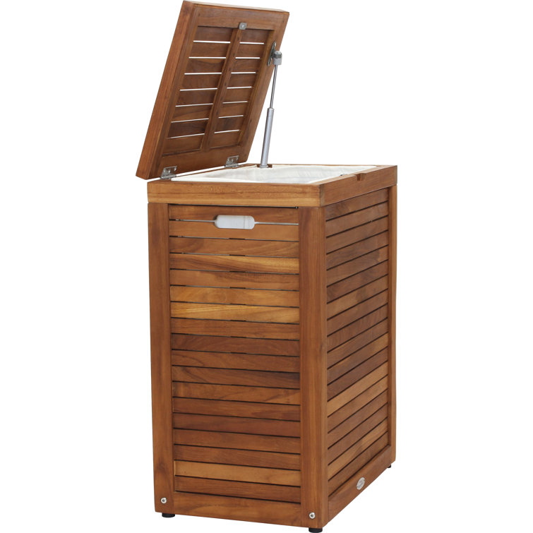 Teak Wood Large Rectangular Storage Hamper with Lid