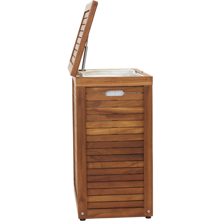 Teak Wood Large Rectangular Storage Hamper with Lid