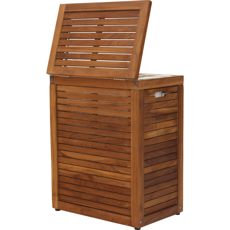Teak Wood Large Rectangular Storage Hamper with Lid