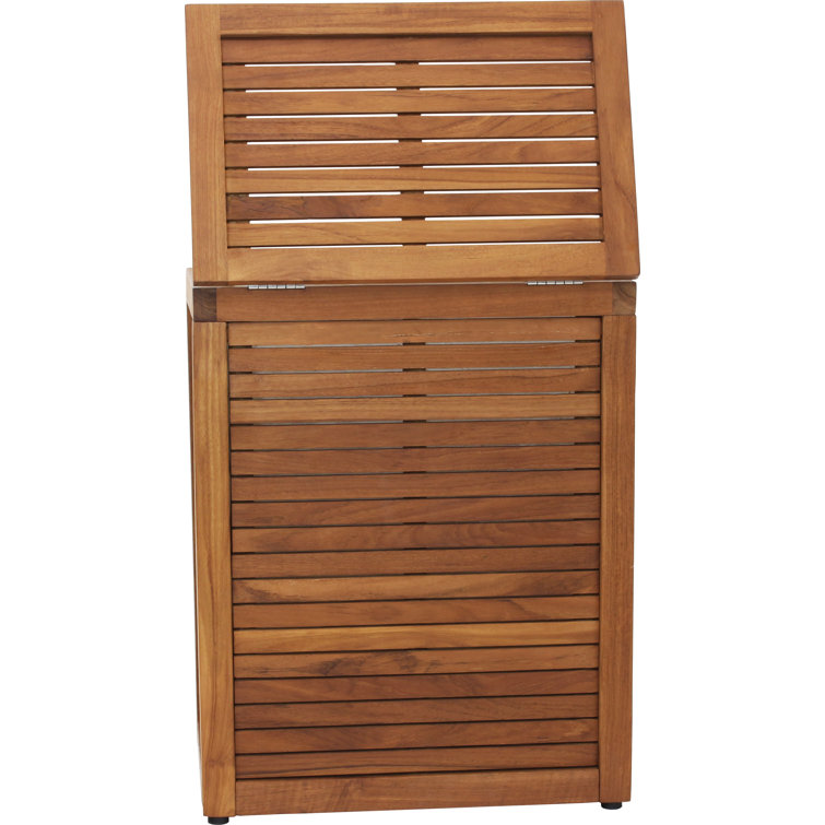 Teak Wood Large Rectangular Storage Hamper with Lid