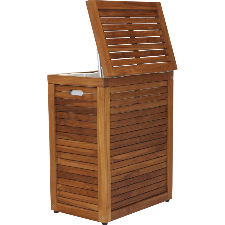 Teak Wood Large Rectangular Storage Hamper with Lid