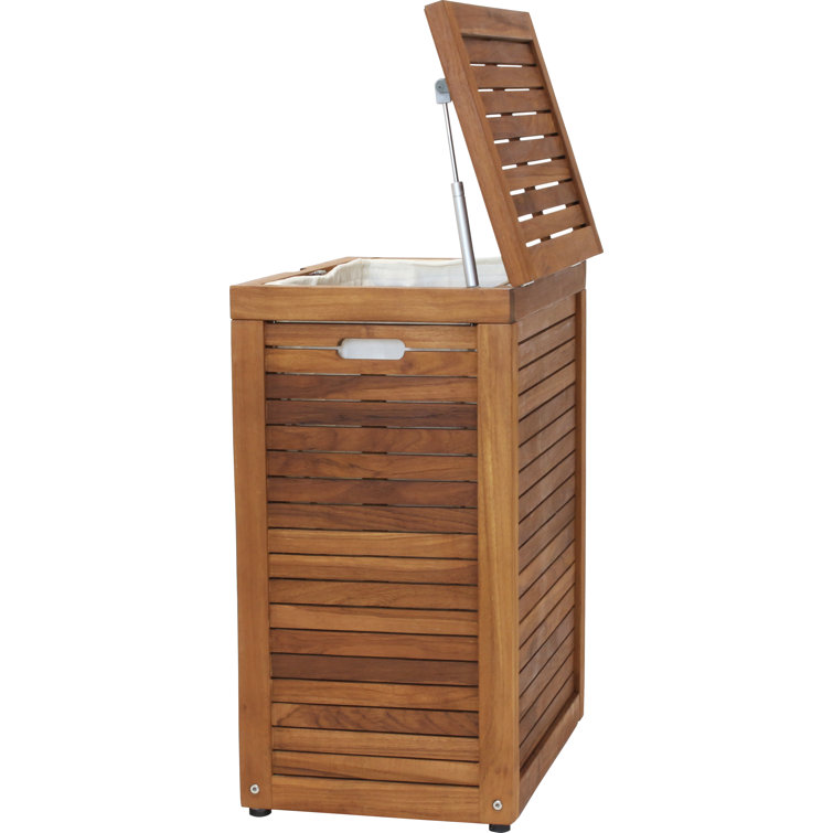 Teak Wood Large Rectangular Storage Hamper with Lid