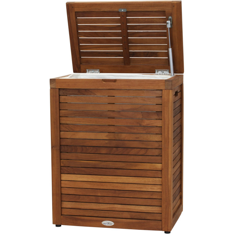 Teak Wood Large Rectangular Storage Hamper with Lid