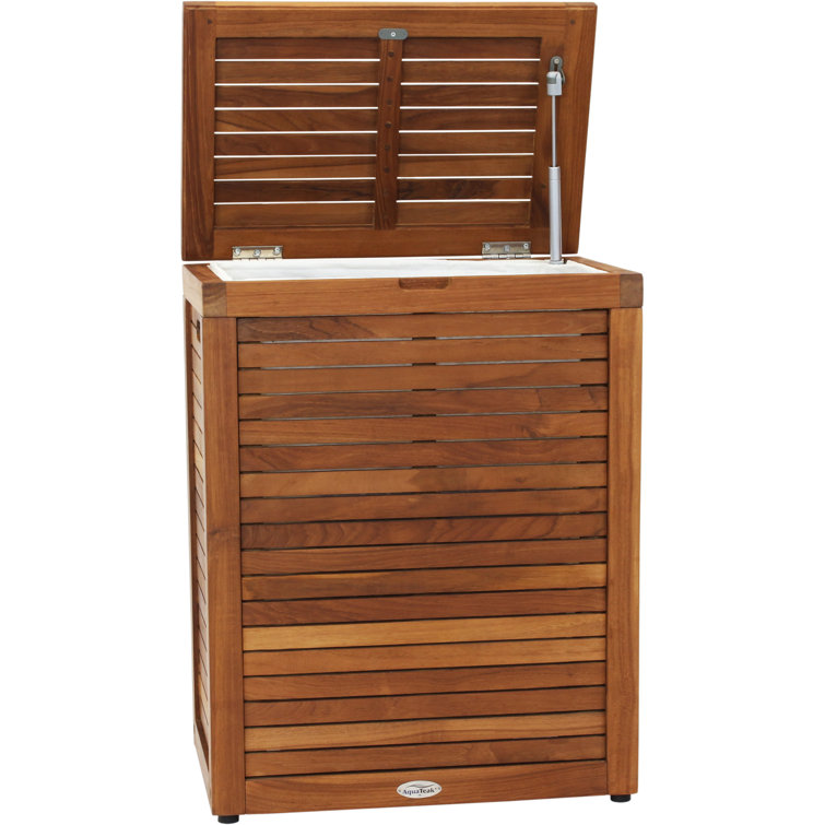 Teak Wood Large Rectangular Storage Hamper with Lid